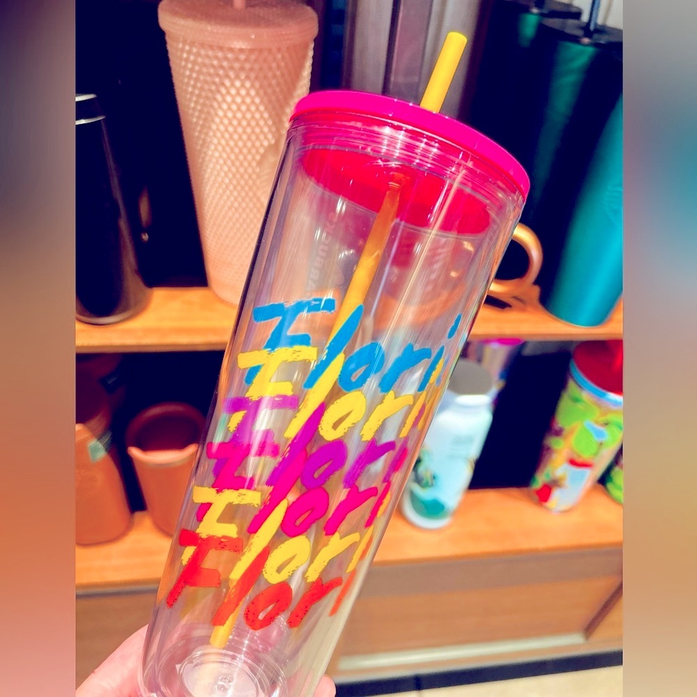 Starbucks Florida Pink Neon Cup Acrylic Cold Tumbler Venti 24oz NWT 2022 Release